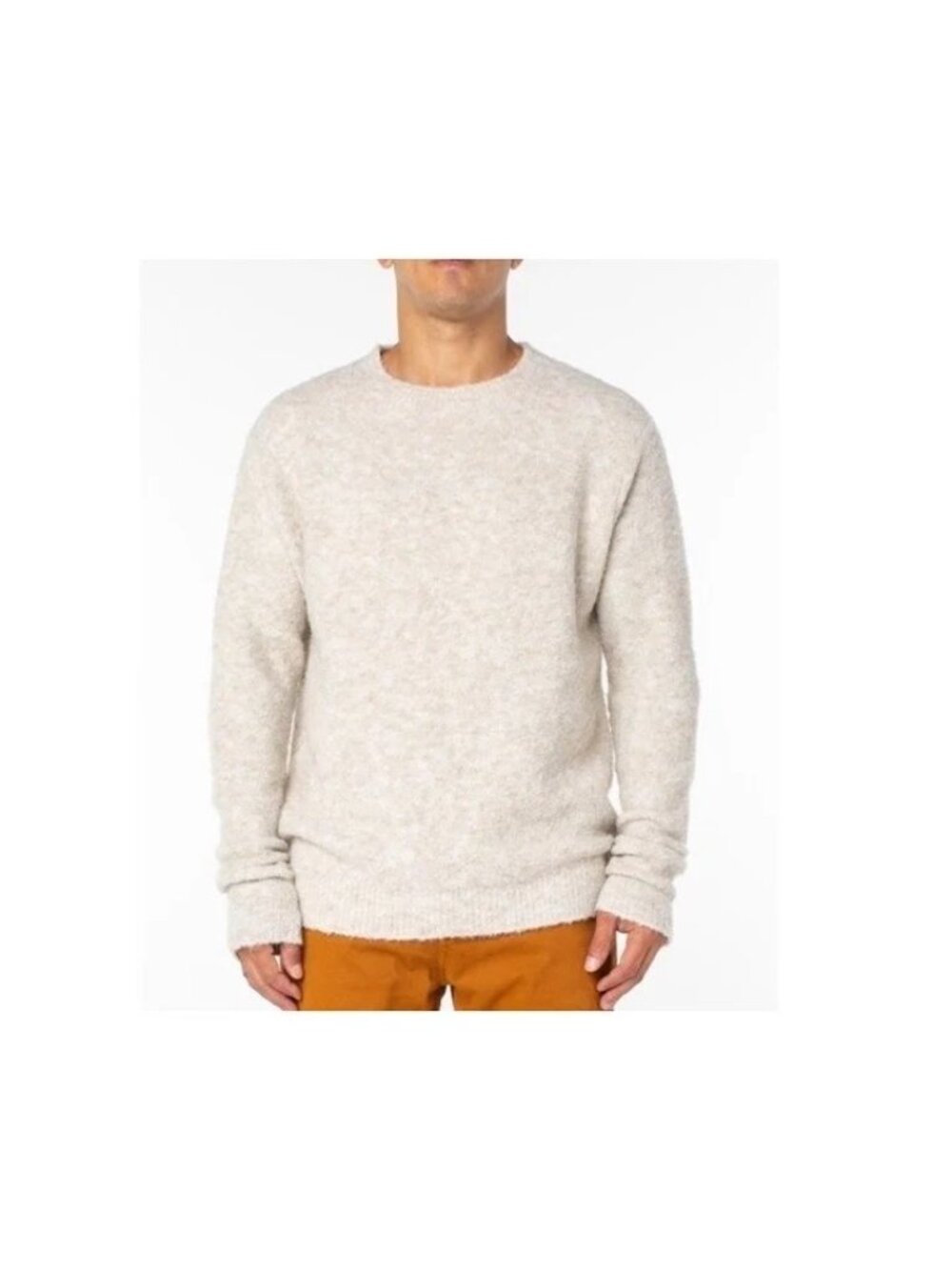 Sanctuary Mens Shaggy Sweater Cozy Crewneck Dirty White Size S NWT